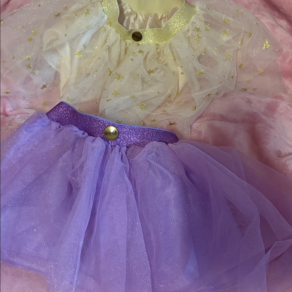 2 Tulle Skirts Purple Shimmer and Gold Starry